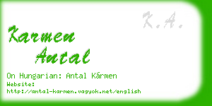 karmen antal business card